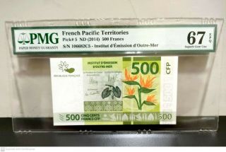 French Pacific Territories 500 Francs 2014 P 5 Pmg 67 Epq