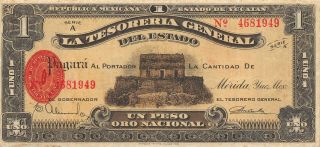 México 1 Peso 5.  23.  1916 S 1135 Series A Circulated Check Ss2