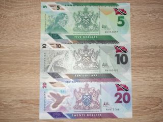 Trinidad And Tobago 2020 / 2021 Tt$ 5 10 20 Dollars Polymer Unc Pick 3 Notes