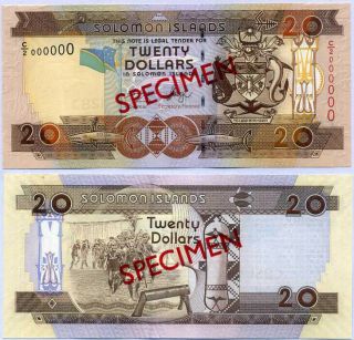 Solomon Islands 20 Dollars Nd 2005 P 28 Specimen C/2 000000 Unc Nr