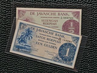 Netherlands Indies 1948 1/2 & 1 Gulden Federal P97 P98 Auncs