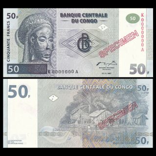 Congo 50 Francs,  1997,  P - 89s,  Specimen,  Unc