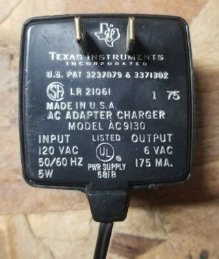 Texas Instruments Ti Ac - 9130 Power Supply Adapter For Calculator
