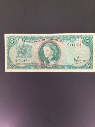Trinidad And Tobago 5 Dollars 1964 V.  F.  P - 23c