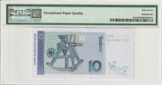 Germany Replacement 1993 10 Mark PMG Certified Banknote UNC 67 EPQ Gem 2