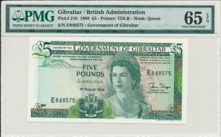 Government Of Gibraltar Gibraltar 5 Pounds 1988 Pmg 65epq