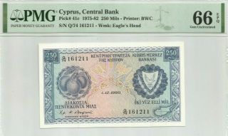 Cyprus 250 Mils 1980 - Unc Banknote 66epq Pick 41c