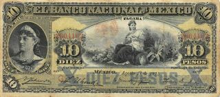 México 10 Pesos 8.  1.  1913 S 257e Series Ge W Circulated Check Ss3