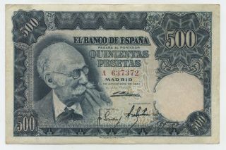 Spain España 500 Pesetas 15 - 11 - 1951 Pick 142.  A Vf Circulated Banknote
