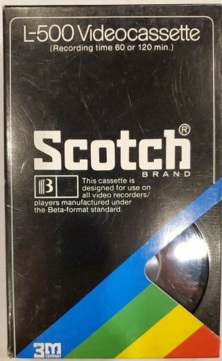 1 Scotch Betamax L - 500 Tape Tv Home Blank For Recording Only Warner Cartoon