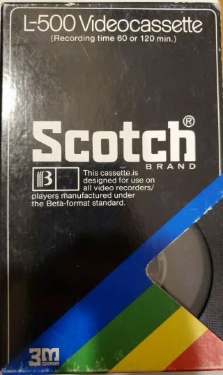 1 Scotch Betamax L - 500 Video Tape Tv Home Blank For Recording Cartoon Munsters