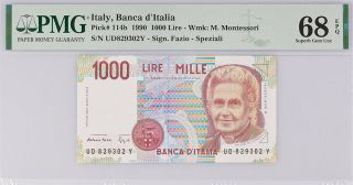 Italy 1000 Lire 1990 P 114 B Fazio - Speziali Gem Unc Pmg 68 Epq