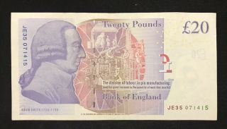 20 British Pound Banknote,  Bank of England,  aUNC,  2006 Series. 2