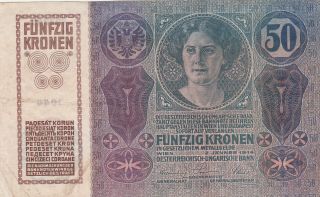 50 Kronen Very Fine Banknote From Austro - Hungarian Monarchy 1914 Pick - 15
