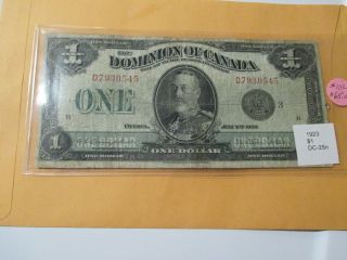 1923 $1 The Dominion Of Canada Black Seal