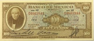 Mexico Banknote 100 Pesos 20 De Agosto De 1958 Hidalgo P - 55g S/n Hp D4603944