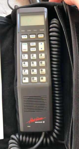 Vintage Ericsson Hotline 2112 Mobile Car Phone Cell Retro Carrying Case Chargers 2