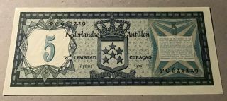 Netherlands Antilles - 5 Gulden 1.  6.  1972 P 8b Uncirculated