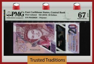 Tt 2019 East Caribbean States 20 Dollars Queen Elizabeth Ii Pmg 67q Outstanding