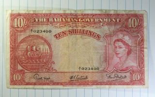 Nd (1953) Bahamas Government 10 Shillings Banknote