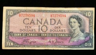 1954 Canadian $10 Dollar Bill - Coyne/towers - Bc - 32a - D/d - Devil 
