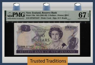 Tt Pk 170c Nd (1981 - 92) Zealand Reserve Bank 2 Dollars Pmg 67 Epq Gem
