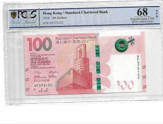 Hong Kong/standard Chartered Bank 2018 100 Dollars Pcgs 68 Opq