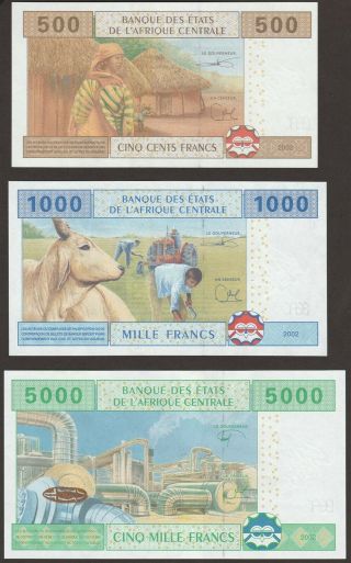 GEM UNC Central African States CAMEROON 500,  1000,  & 5000 Francs 2
