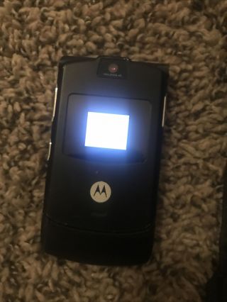 Motorola Razr V3m Verizon Cell Phone Razor Black Flip With Chargers