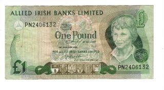 Northern Ireland Allied Irish Banks 1 Pound Vf,  Banknote (1982) P - 1a Prefix Pn
