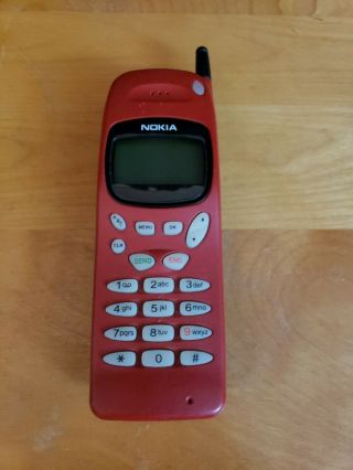 Vintage Red Nokia 918p Cell Phone At&t Mobile With Wall Charger.  Powers On