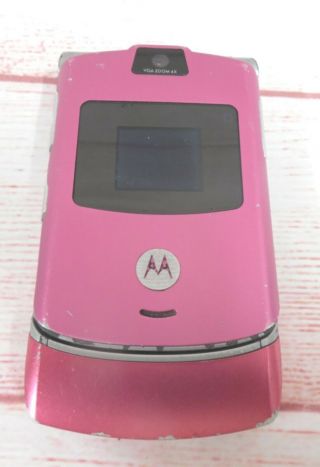 Vintage Motorola Razor Razr Flip Cell Cellular Phone Pink