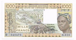 1985 West African States Mali 1000 Francs Note - P406de