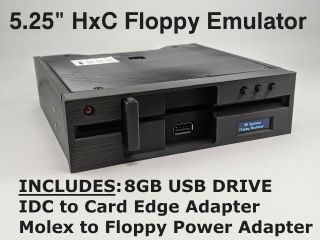 Hxc Floppy Emulator - 5.  25 " Drive Replacement,  W/ Pre - Loaded Usb,  Adapters Pc