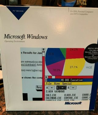Vintage Microsoft Windows Version 1.  04 Ibm Pc Ms Dos 1987