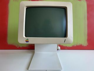 Vintage Apple Monitor G090h,  A2m4090 With Power Cable And Rca Cable (powers On)