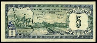Netherlands Antilles 5 Gulden 1972 Curacao Pick 8b Vf,  /xf.  Rare Banknote