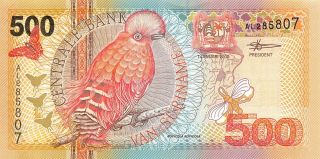 Suriname 500 Gulden 1.  1.  2000 P 150 Series Al Uncirculated Banknote Art2