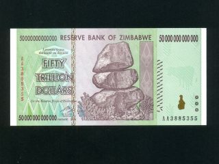 Zimbabwe (rhodesia) :p - 90,  50 Trillion Dollars,  2008 Aa Unc