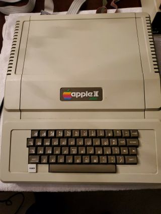 Apple Ii Plus Computer With 2 Disk Drives And Ribbon Cables And Suncom Joystick