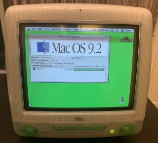 Vintage Apple Imac G3 Dv 400 Lime Green Powers On Boots As - Is 320mb Ram 40gb Hd