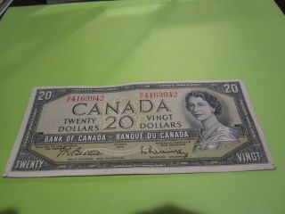 1954 - Canadian $20 Bill - Twenty Dollar Note - Ne4163942
