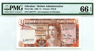 Gibraltar 1 Pound 1988 British Administration Gem Unc Pick 20 E Value $240