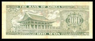 SOUTH KOREA P - 35d {245} 100 Won 1965 BANKNOTE 3
