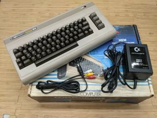 Commodore 64 Computer W\ Cables & Matching Box Cleaned 19,  Hours
