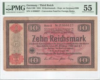 Germany 10 Reichsmark 1934 P - 208 Pmg 55