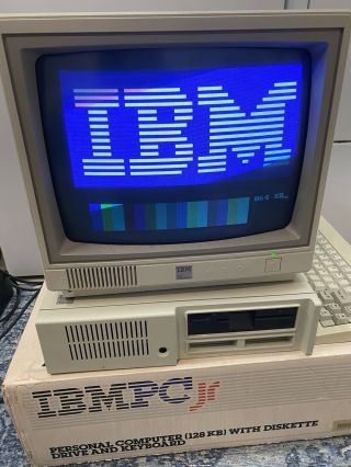 Ibm Pcjr Computer With Diskette Drive And Keyboard