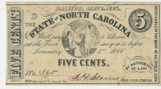 The State Of North Carolina Five Cents 1863