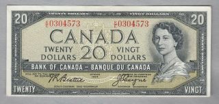 1954 Bank Of Canada $20 Banknote Beattie/coyne Very - Fine,