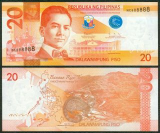 2019 Ngc 20 Pesos Solid 8 Serial No Nc 888888 Duterte - Diokno Philippine Banknote